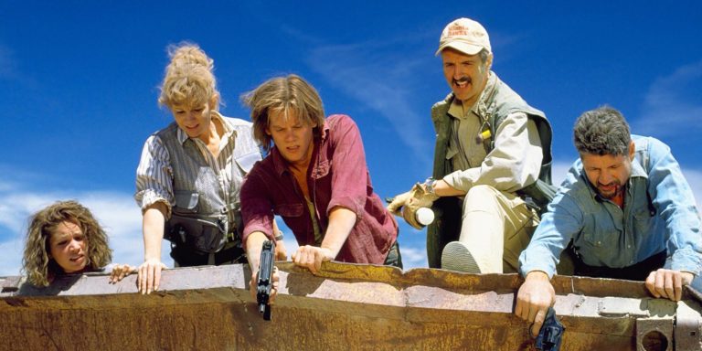 Kevin Bacon and more in Tremors (1990).