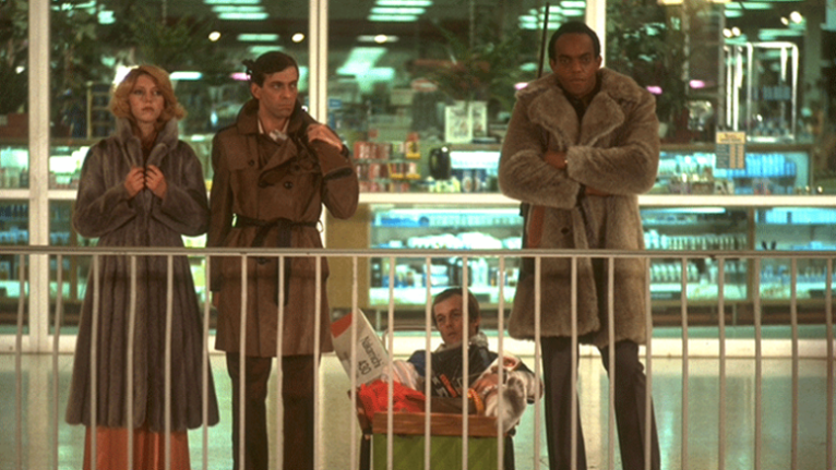 Gaylen Ross, David Emge, Scorr Reiniger, and Ken Foree in Dawn of the Dead (1978).