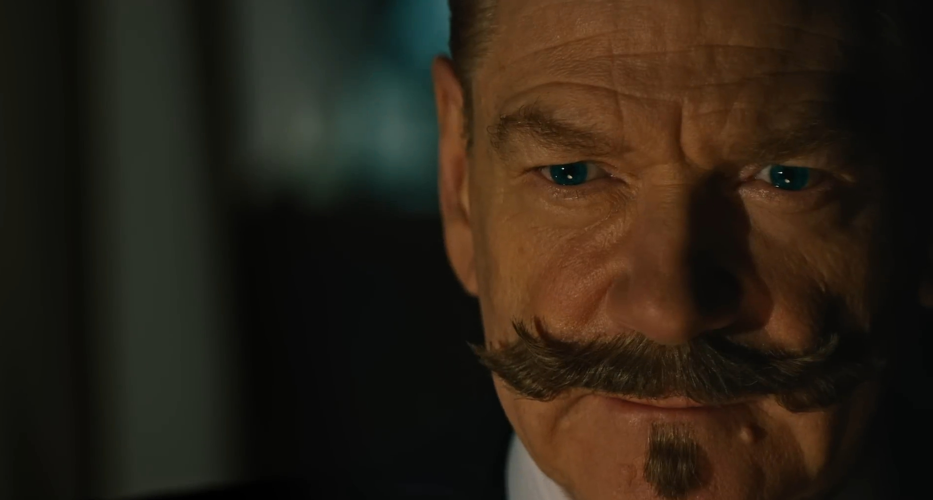 Keneth Branagh as Hercule Poirot in A Haunting in Venice (2023).
