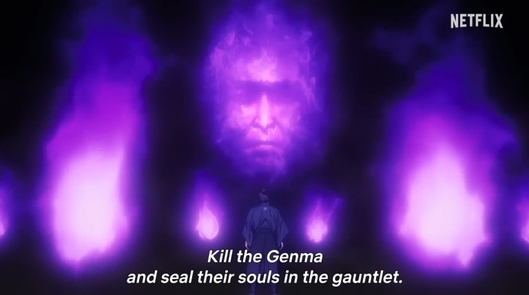 Oni speak to Musashi Miyamoto in Onimusha (2023).