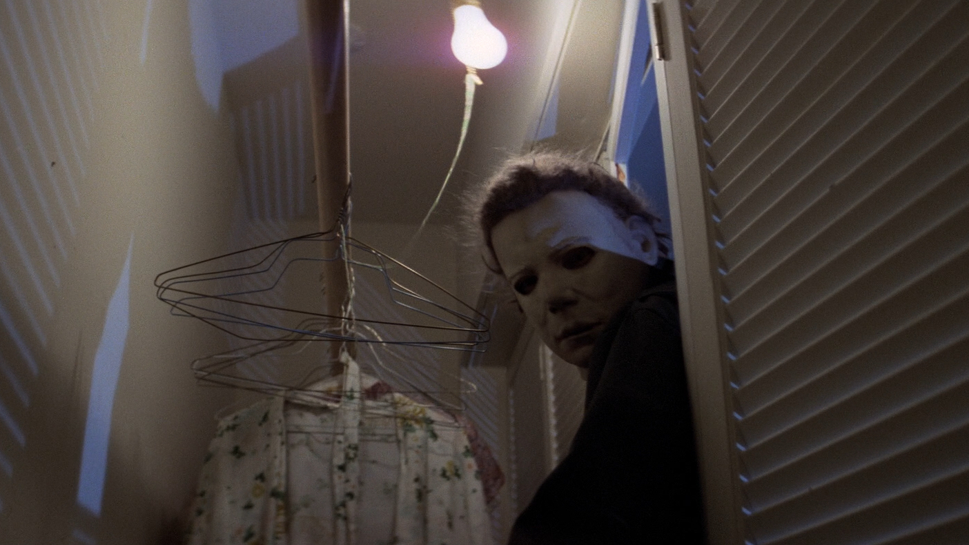 Michael Myers breaks into the closet in Halloween (1978).