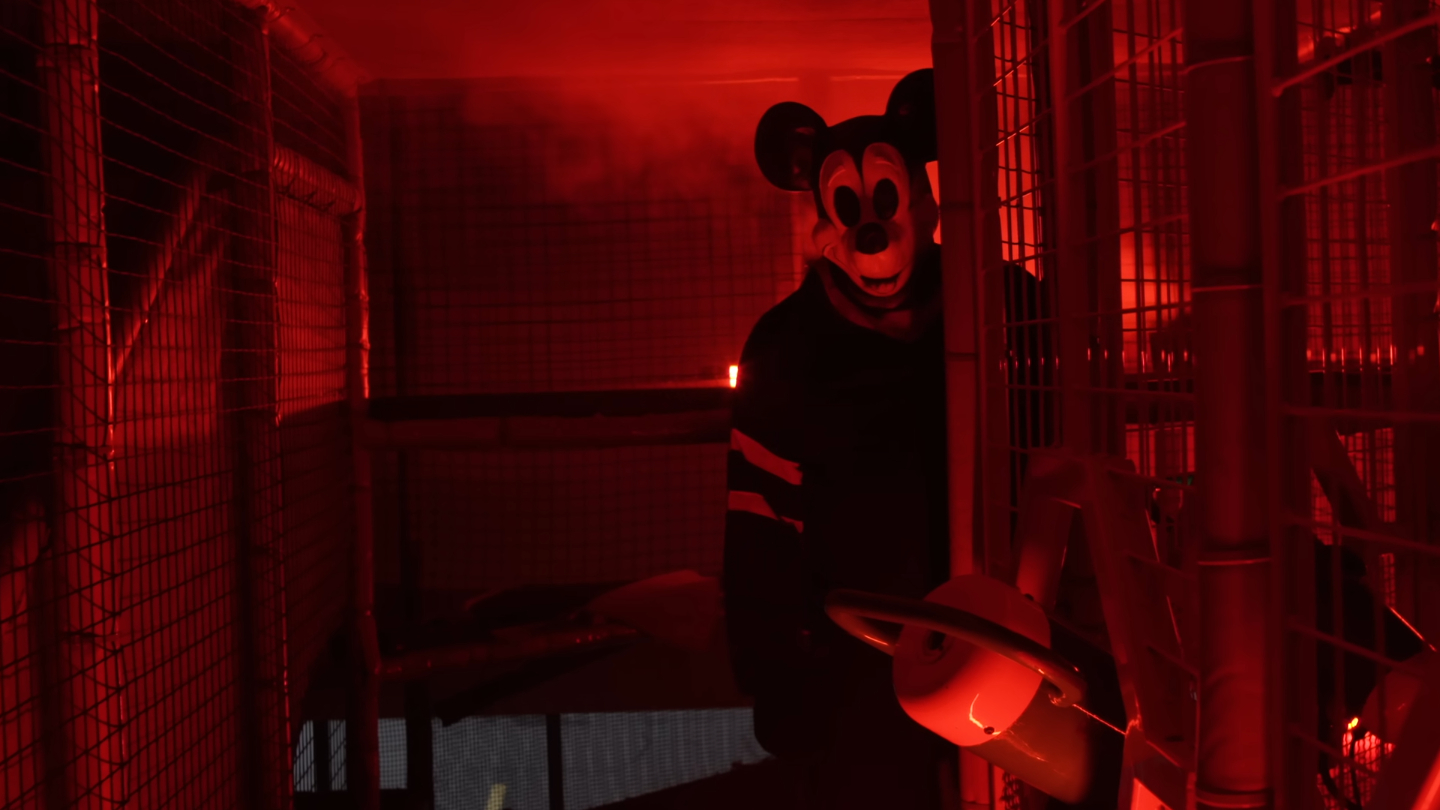 The Mickey masked killer in Mickey's Mouse Trap (2024).