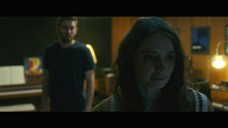 Matt looks at Claire in Bag of Lies (2024).