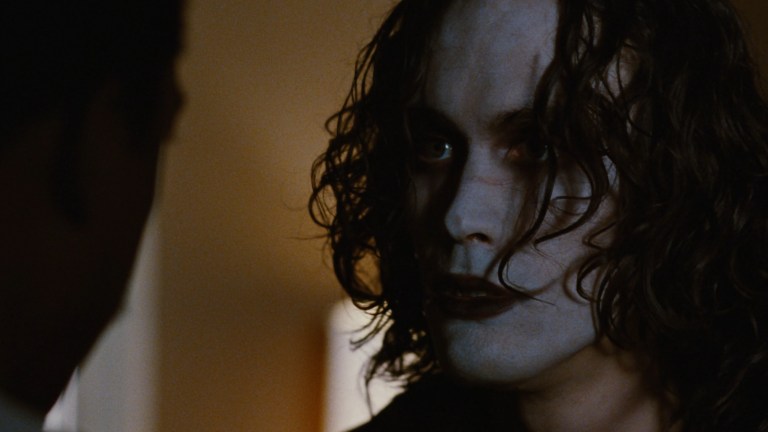 Eric Draven looks towards Albrecht in The Crow (1994).