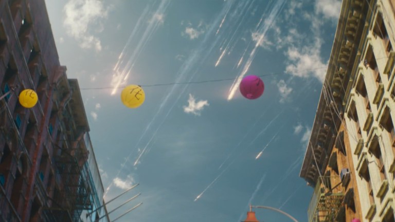 Multiple meteors fall from the sky in A Quiet Place: Day One (2024).