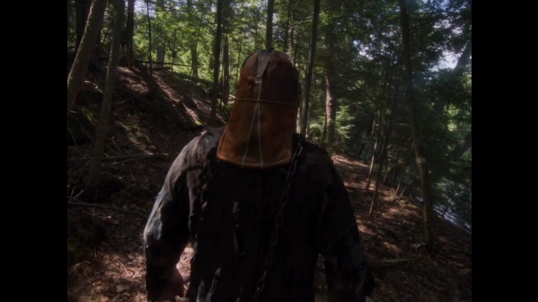 A view from behind Johnny in In a Violent Nature (2024).