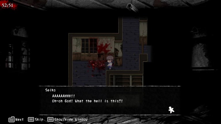 Seiko discovers something bloody and gross in Corpse Party.