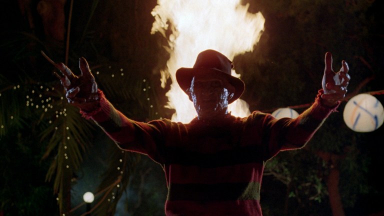 Freddy appears in front of fire in A Nightmare on Elm Street 2: Freddy's Revenge (1985).