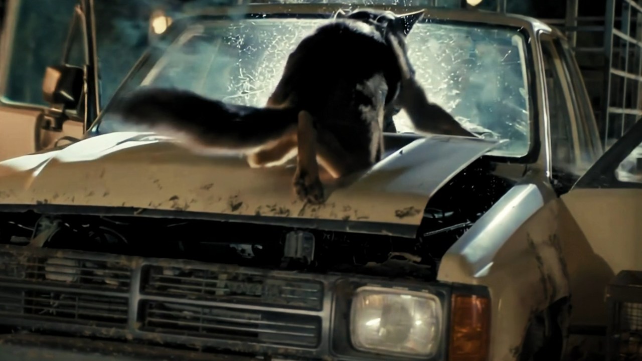 A dog on the hood of a truck in A Breed Apart (2025).
