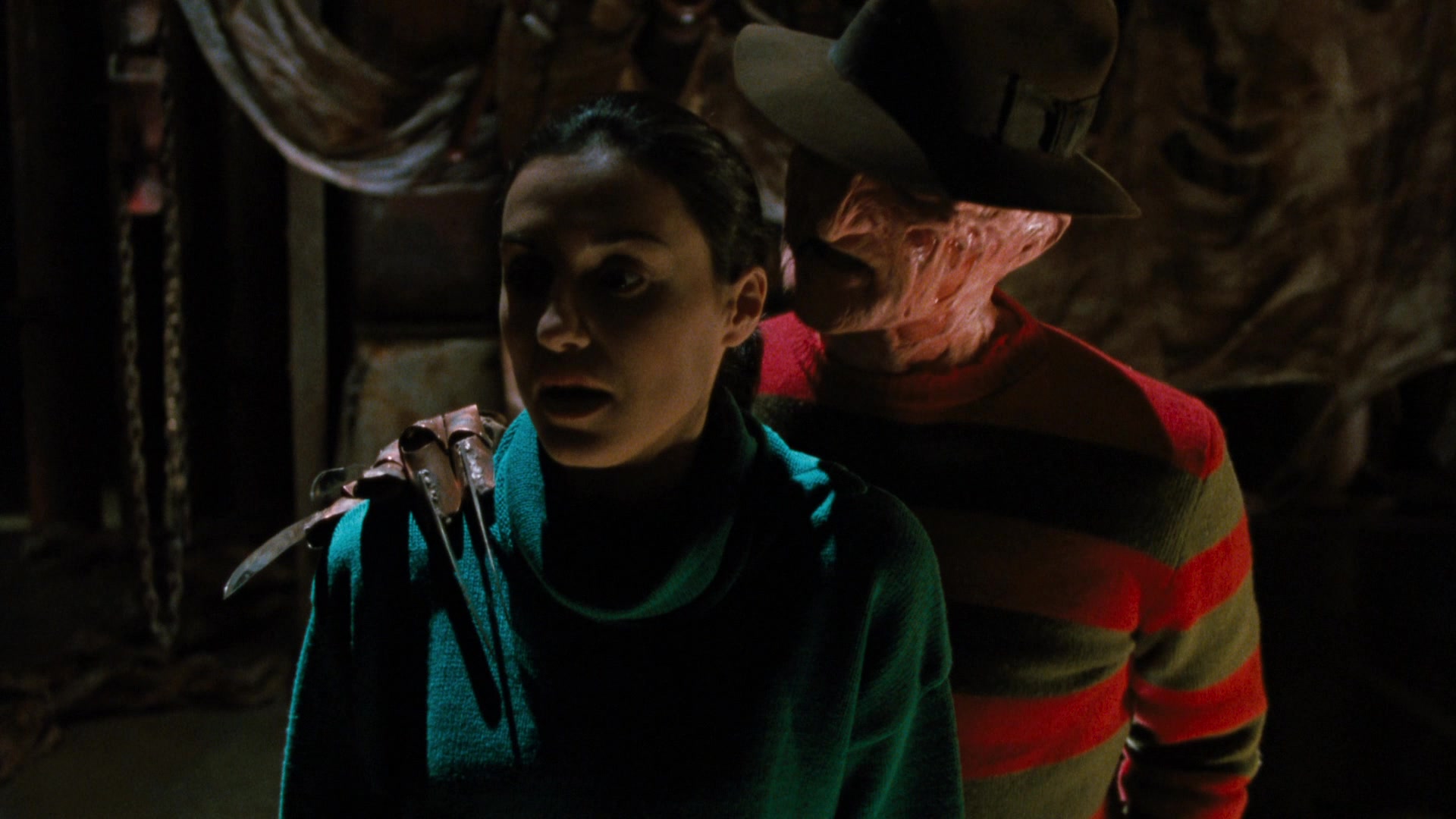 Freddy (Robert Englund) with his daughter Katherine aka Maggie (Lisa Zane) in Freddy's Dead: The Final Nightmare (1991).