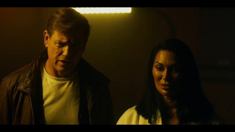 Michael Paré and Jeanine Nerissa Sothcott in Helloween (2025).