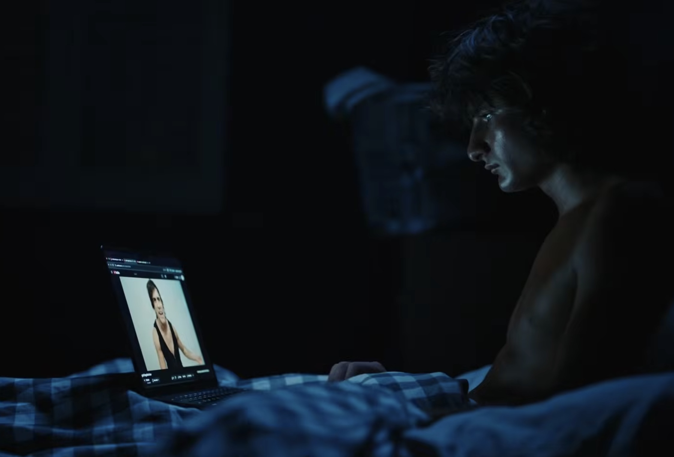A still from the body horror short film Looksmaxxing