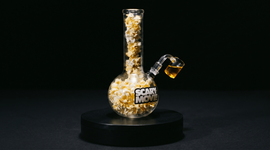 Scary Movie 6 collectible popcorn bucket shaped like a bong